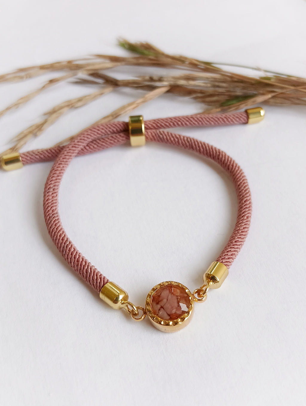 Cord Bracelet Light Blue with River Stone Pendant