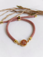 Cord Bracelet Light Blue with River Stone Pendant