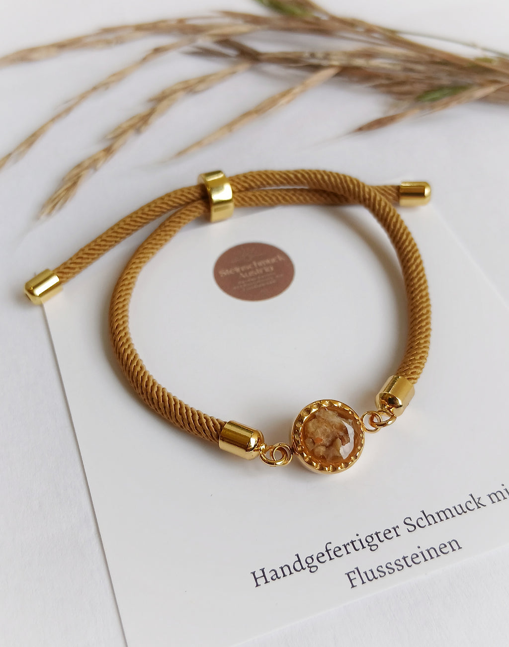 Armband Gold mit Naturstein Anhänger