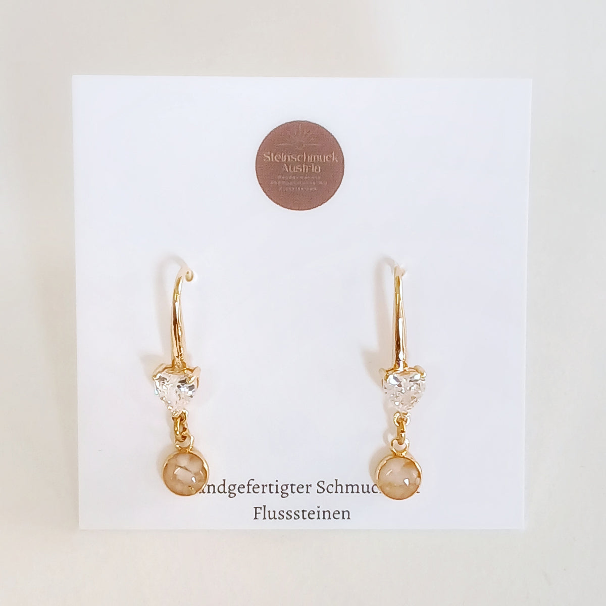 Hängeohrringe gold mit Stein Anhänger 