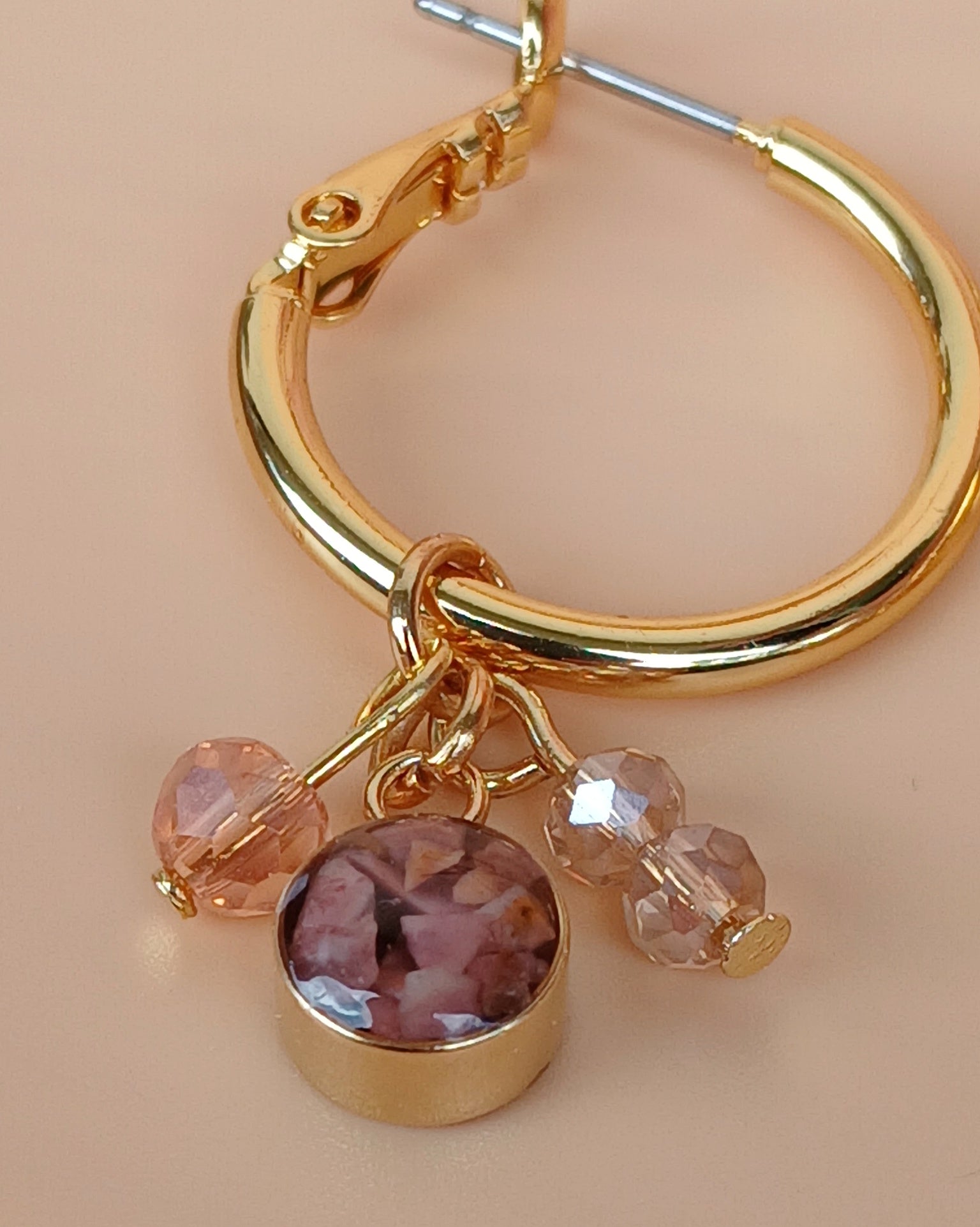 Goldene Creolen Edelstahl mit Stein Anhänger