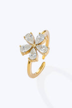 Goldener Blumen Ring Zirkonia