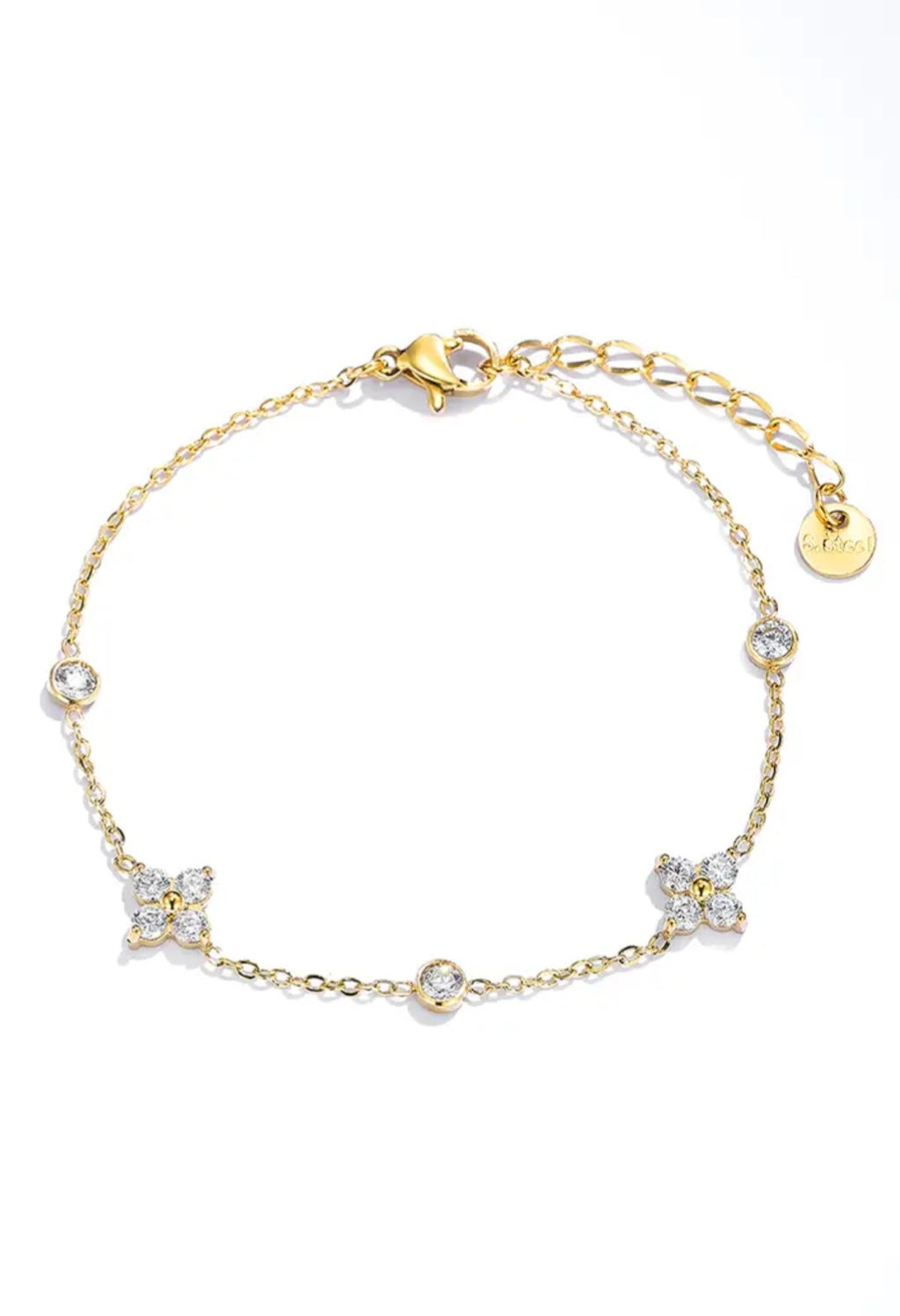 Goldenes Edelstahl Armkettchen mit Schmucksteinen 