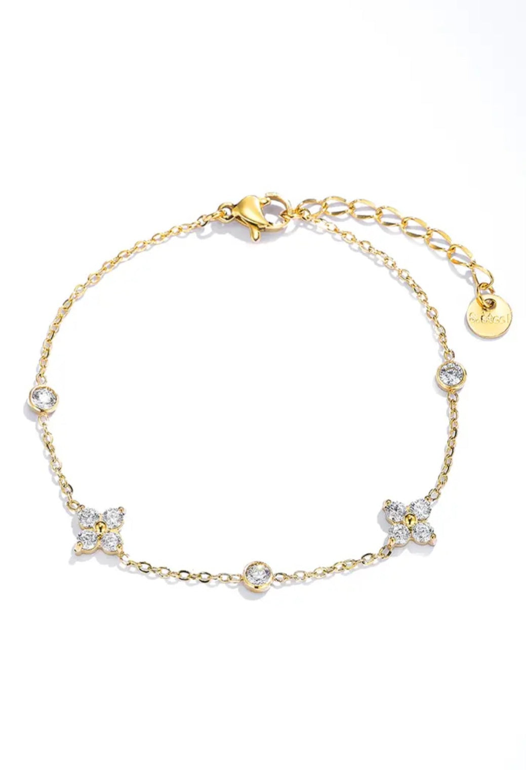 Goldenes Edelstahl Armkettchen mit Schmucksteinen 