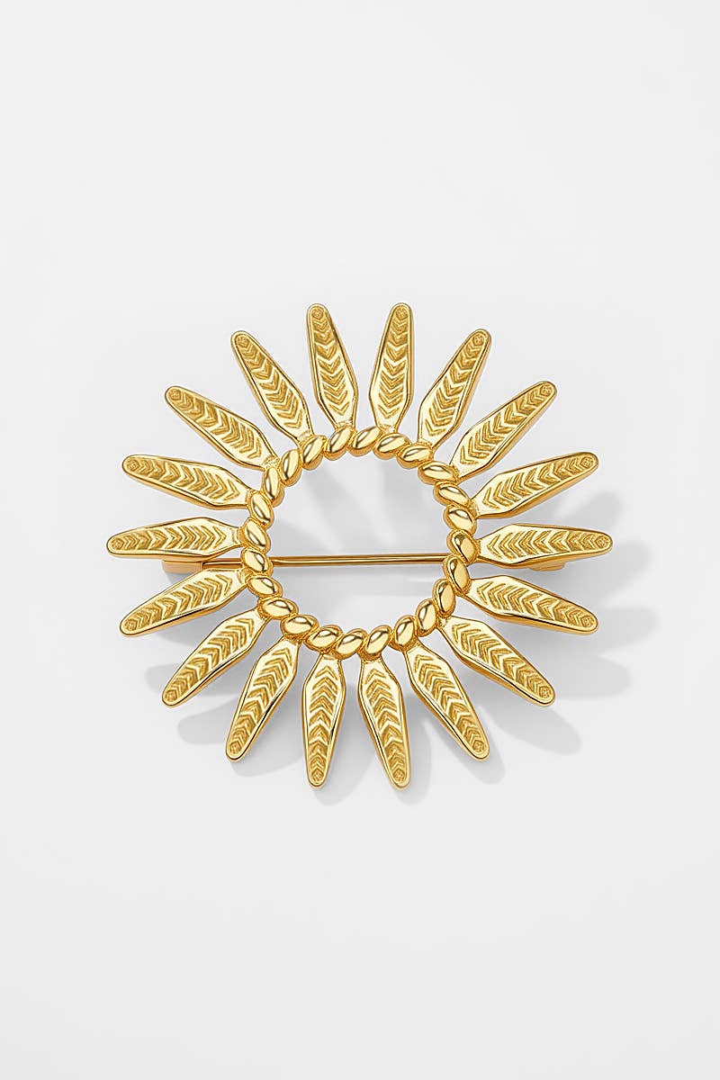 Goldene runde Edelstahl Brosche 