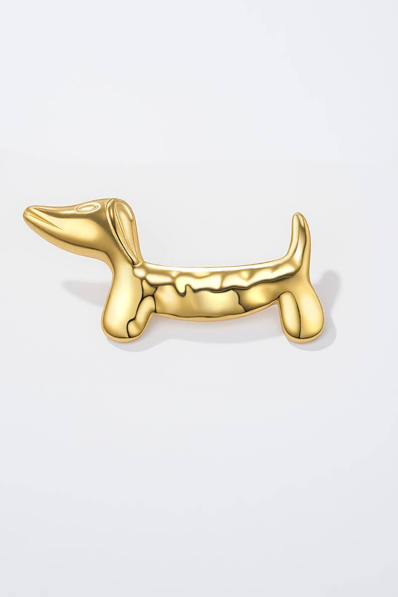 Goldene Dackel Brosche aus Edelstahl 
