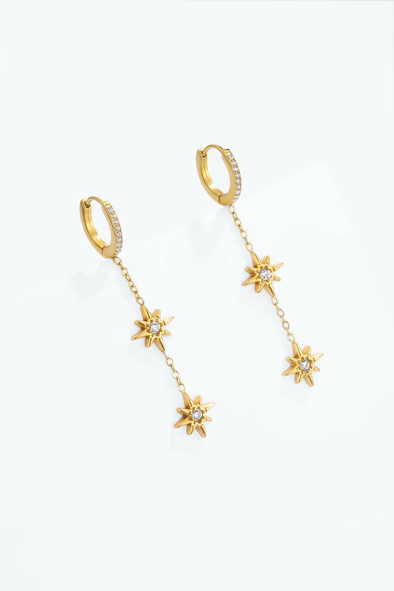 Goldene Hängeohrringe mit Stern Anhänger 