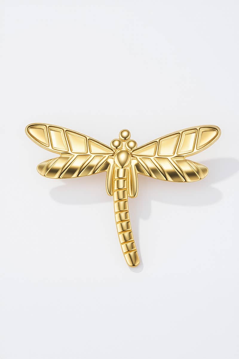 Brosche Gold aus Edelstahl mit Libellen Design