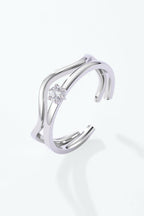 Silberner Edelstahl Damen Ring mit Stein