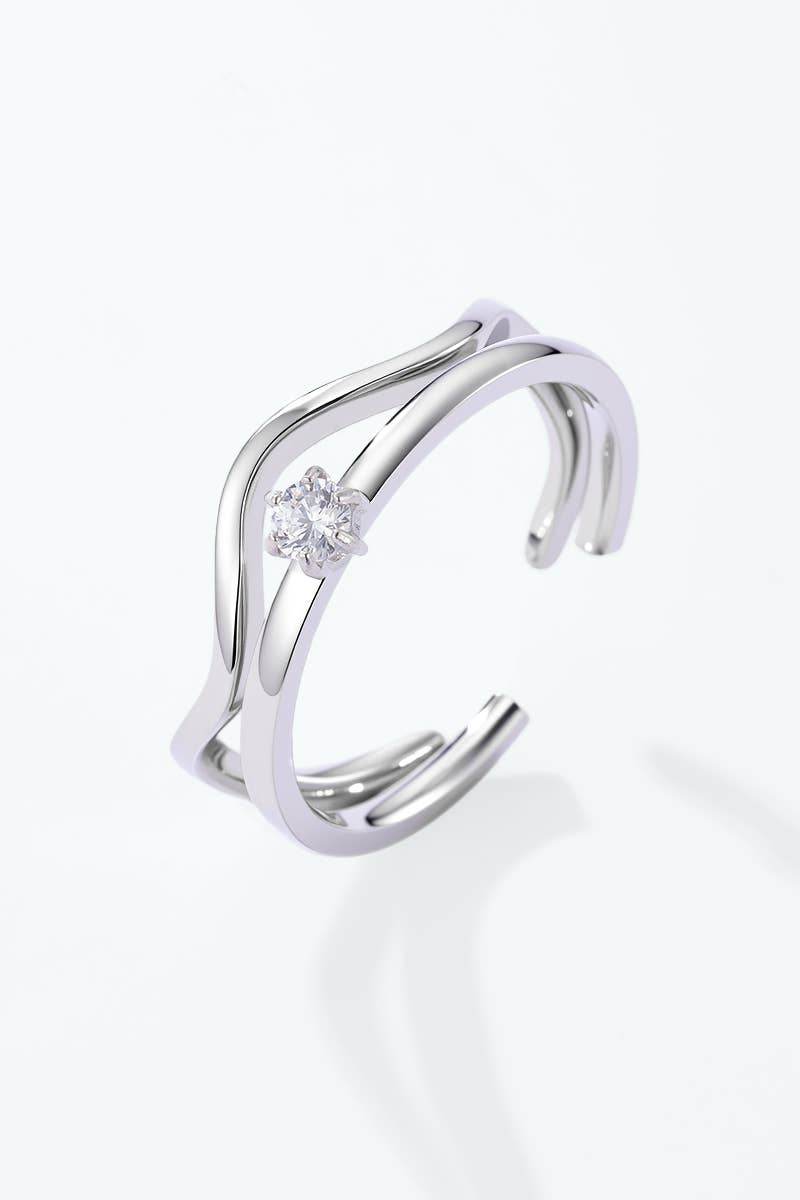 Silberner Edelstahl Damen Ring mit Stein