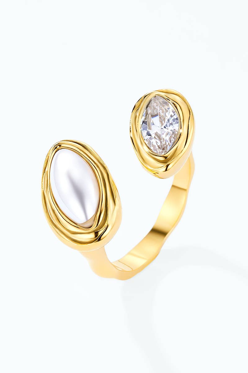 Ring Toi & Moi Perle aus Edelstahl