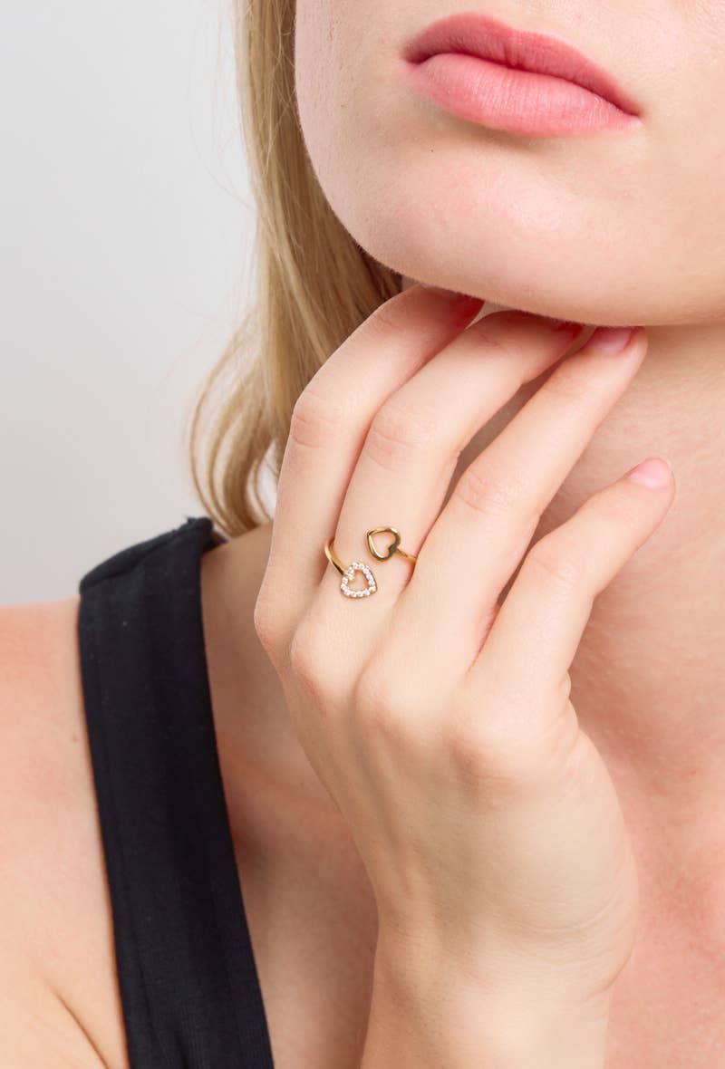 Herzring mit Strasssteinen