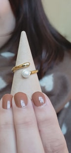Edelstahl Ring mit Perle