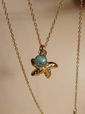 Goldene Seestern Kette mit grünem Naturstein
