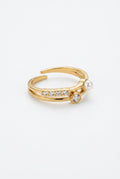 Goldener Edelstahl Ring mit Schmucksteinen 