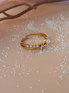 Goldener Edelstahl Ring mit Schmucksteinen 