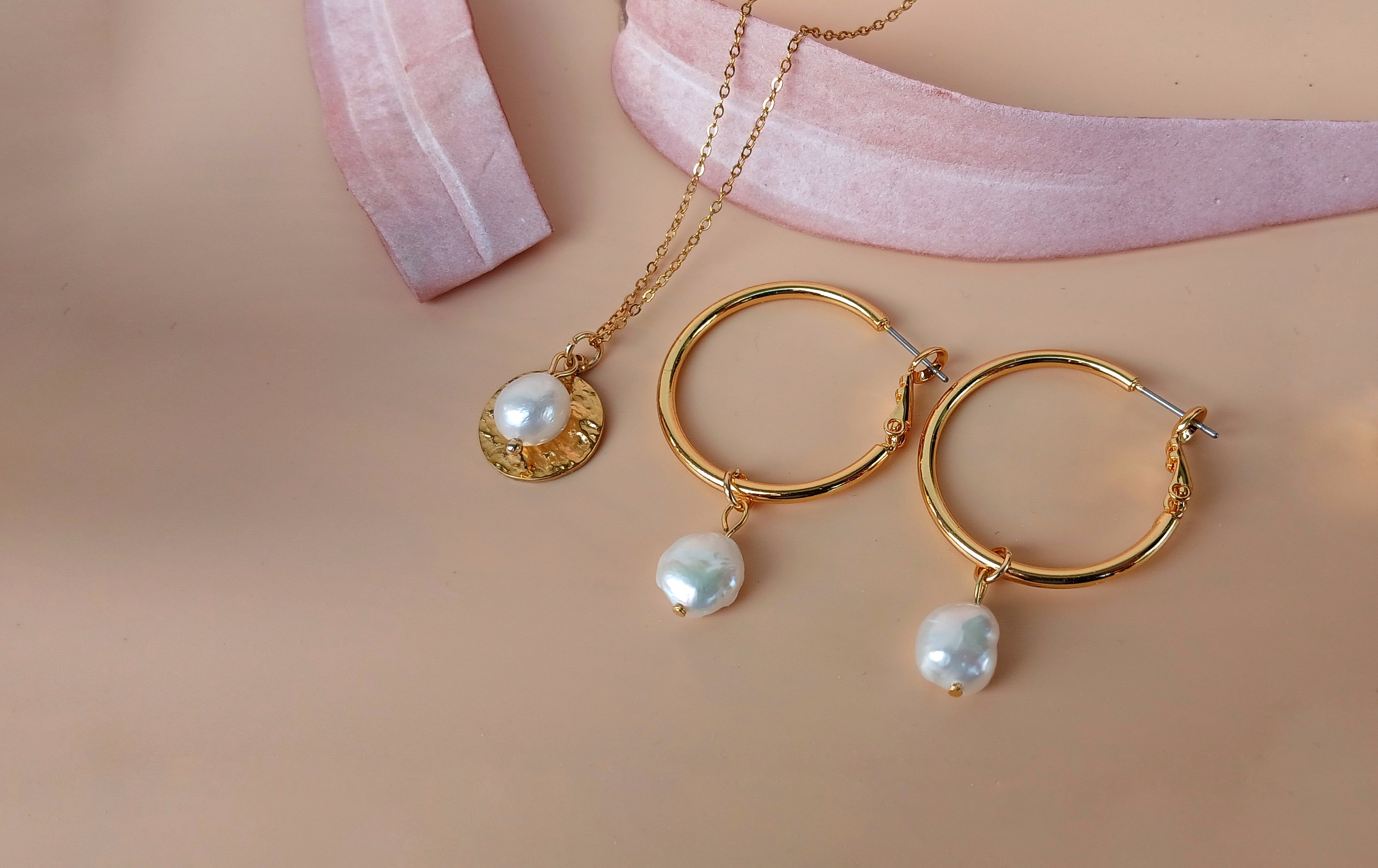 Süßwasserperlen Halskette und Ohrringe - Schmuckset