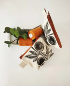 Leinen Tasche / Portemonnaie mit Oliven Design