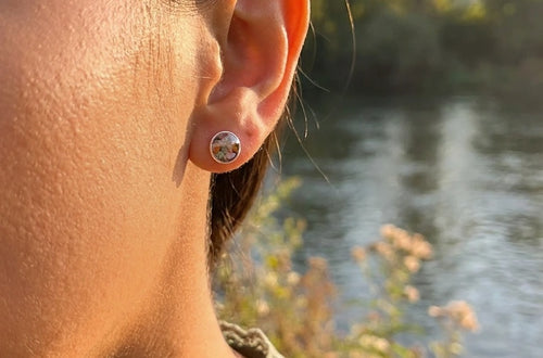 925 Sterlingsilber Ohrstecker mit bunten Natursteinen
