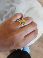 Goldener Statement Ring mit grünem Naturstein